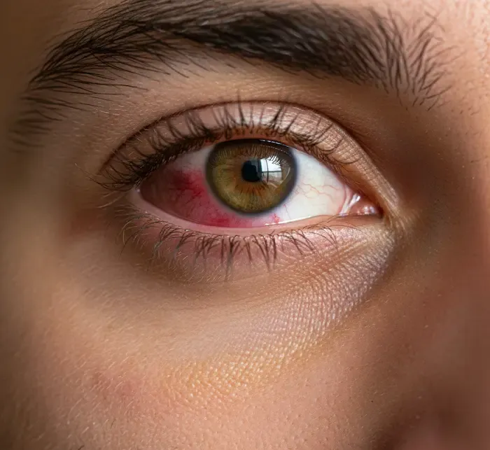 The Link Between Eye Exams And Detecting Health Issues Like Hypertension 2 Hypertension: Close-Up Of A Human Eye With Redness And Broken Blood Vessels, A Common Symptom Associated With Hypertension.